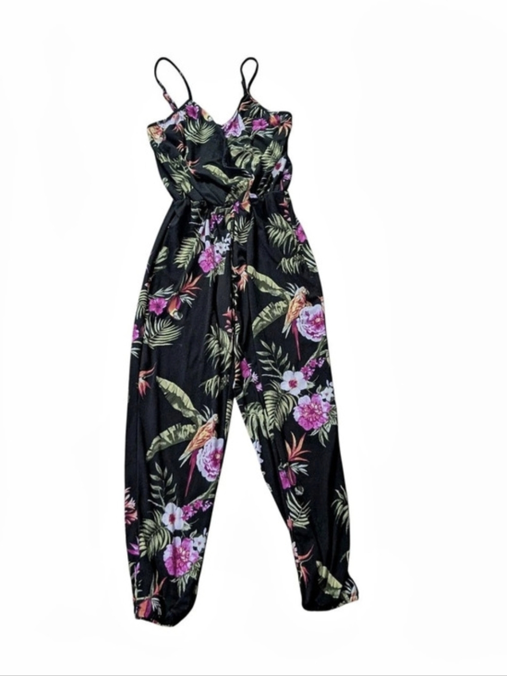 Eye Candy Floral Jumpsuit in Black & Pink Size Small